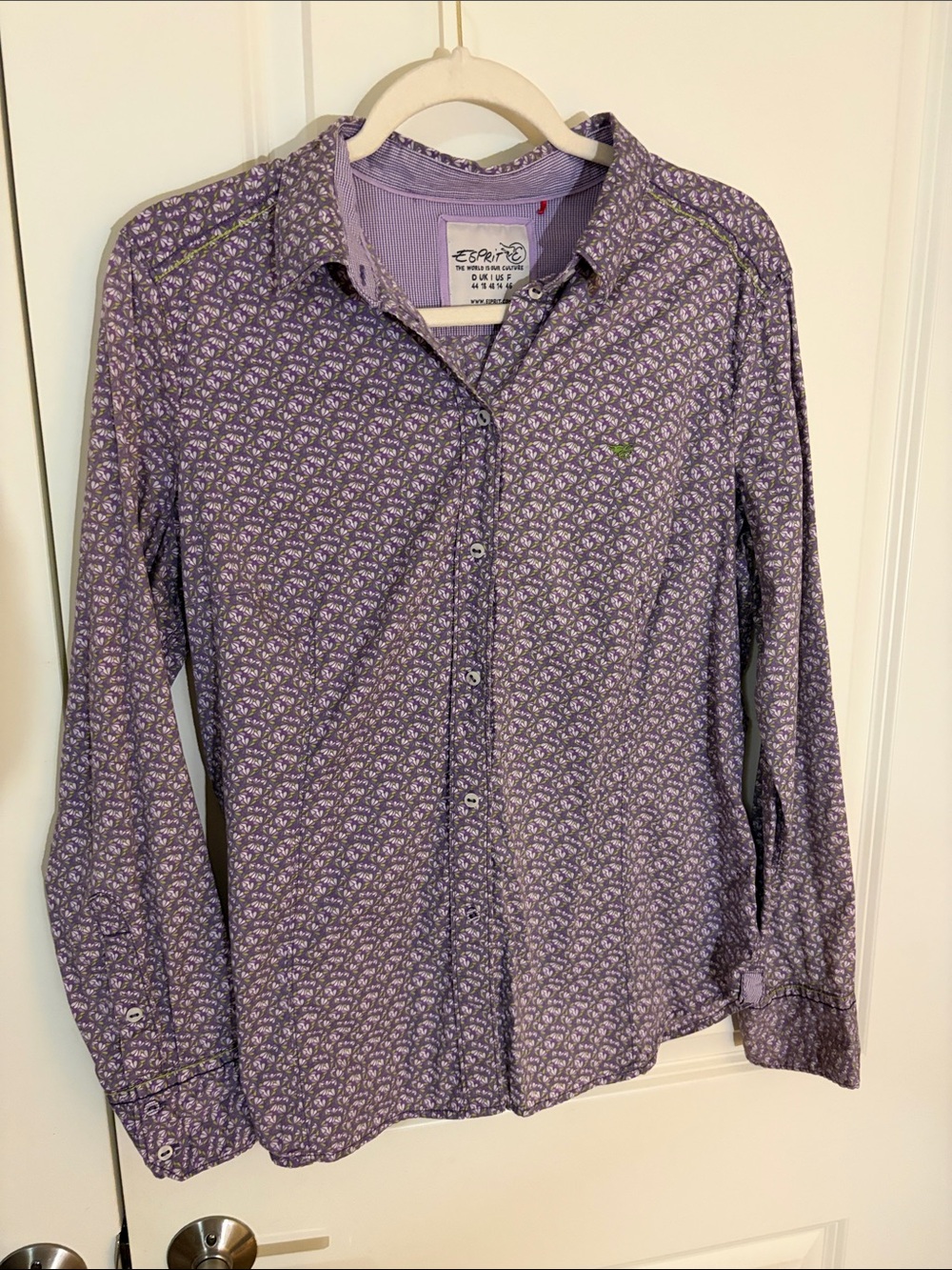 Esprit Lavender Floral-Print Button Shirt